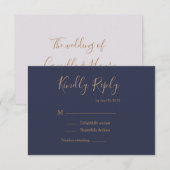 Elegante donkerblauwe gouden paarse huwelijks- RSV Kaart (Voorkant / Achterkant)
