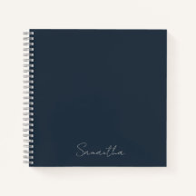 Elegante donkerblauwe notitieboek met eigen naam