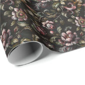 Elegante donkere barokke olieverfstijl bloemen cadeaupapier (Rol Hoek)