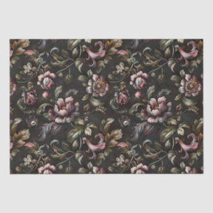 Elegante donkere barokke schilderij bloemen Decoup Tissuepapier