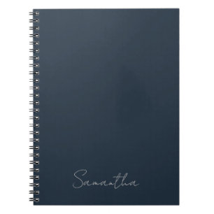 Elegante donkere blauwe notitieboek met eigen naam