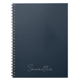 Elegante donkere blauwe notitieboek met eigen naam