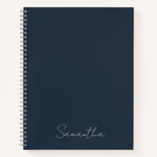 Elegante donkere blauwe notitieboekje met eigen na notitieboek
