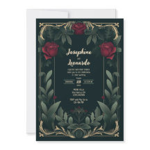 Elegante donkere bloemen vintage bruiloft uitnodig