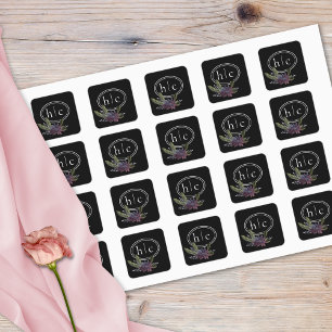 Elegante donkere bloemencascade zwart bordeauxrood vierkante sticker