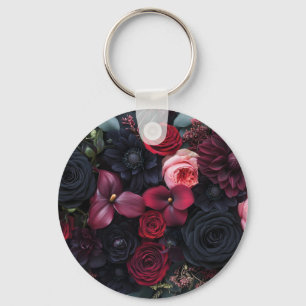Elegante donkere bloemschikking met rozen sleutelhanger