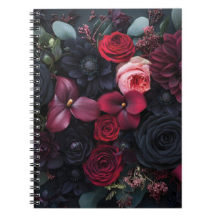 Elegante donkere bloemstuk met rozen notitieboek
