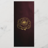 Elegante donkere bordeaux rode roos en gouden brui menu (Achterkant)