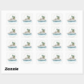 Elegante donkere cruiseschip Palm zeelandschap bru Vierkante Sticker (Vel)