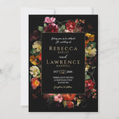 Elegante donkere humeurige bloemen bruiloft uitnod kaart (Voorkant)