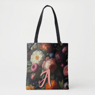 Elegante donkere humeurige bloemen draagtas