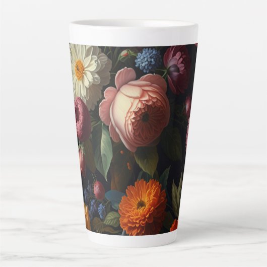 Elegante donkere humeurige bloemen latte mok (Voorkant)