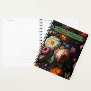 Elegante donkere humeurige bloemen planner