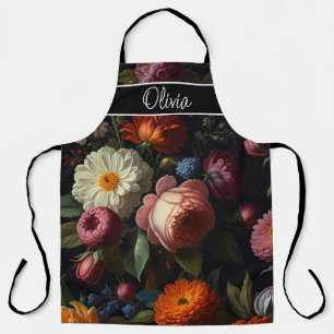 Elegante donkere humeurige bloemen schort