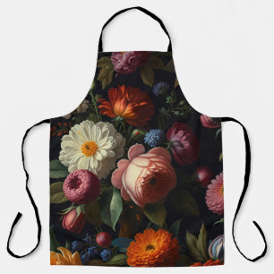 Elegante donkere humeurige bloemen schort