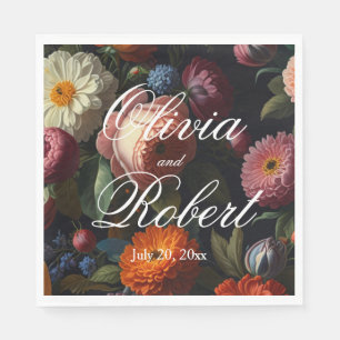 Elegante donkere humeurige bloemen servet