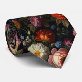 Elegante donkere humeurige bloemen stropdas (Opgerold)