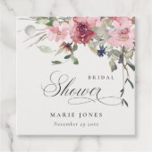 Elegante donkere roze bloem bruiloftsshower bedankjes labels (Voorkant)
