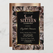 Elegante donkere Rozen zwart zoet 16 Kaart (Voorkant / Achterkant)