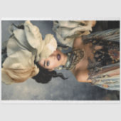 Elegante donkere schoonheid, Moody Blue Florals Tissuepapier (Voorkant)