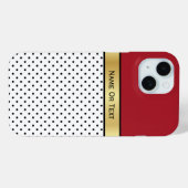 Elegante donkere vurige rode en witte zwarte polka Case-Mate iPhone case (Achterkant (horizontaal))