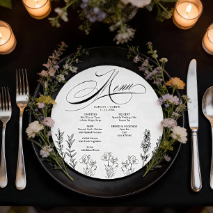 Elegante donkere wilde bloem menukaart feestdagenkaart