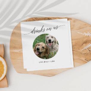 Elegante donkergrijze kalligrafie bruiloft hond co servet