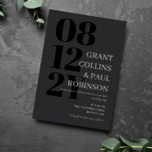 Elegante donkergrijze & zwarte typografie trouwfee