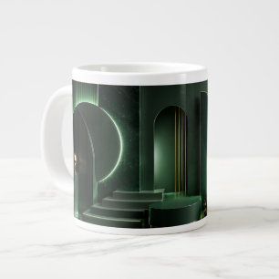 Elegante donkergroene en gouden abstracte geometri extra grote beker