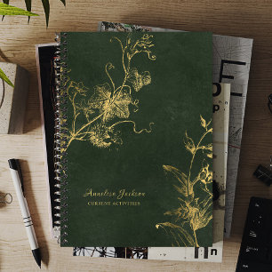 Elegante donkergroene en gouden professionele notitieboek
