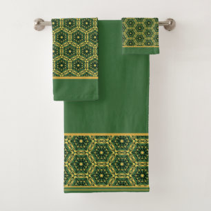 Elegante donkergroene gouden badhanddoek set bad handdoek