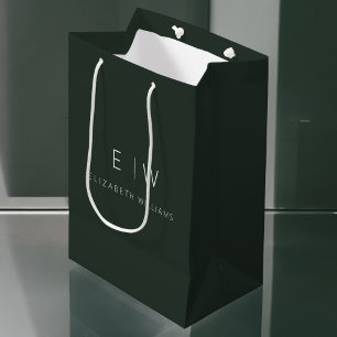 Elegante Donkergroene Moderne Minimalistische Mono Medium Cadeauzakje