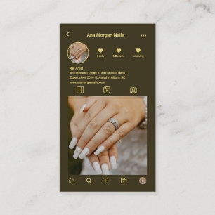 Elegante donkergroene nagelkunstenaar Instagram QR Visitekaartje