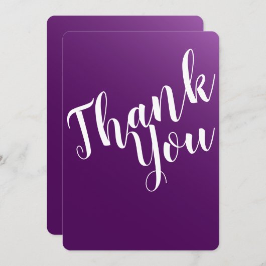 Elegante donkerpaarse bedankkaart (Voorkant / Achterkant)