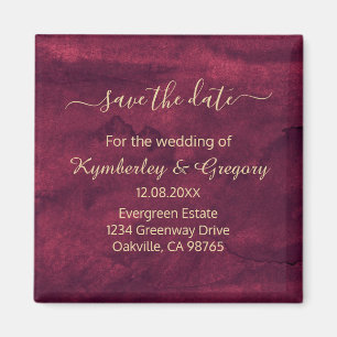 Elegante donkerrode bordeaux gouden accent save th magneet