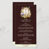 Elegante donkerrode Pasen Bos Bruiloft Menu (Voorkant / Achterkant)