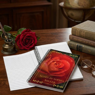 Elegante donkerrode roos botanische bloemen planne planner