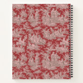 Elegante  donkerrode toile de jouy notitieboek (Achterkant)