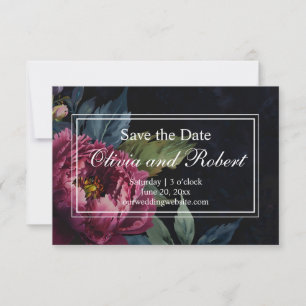 Elegante donkerroze bloemenaquarel  save the date