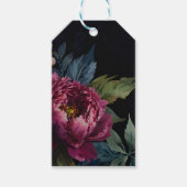 Elegante donkerroze bloemige waterverf cadeaulabel (Voorkant)