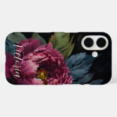 Elegante donkerroze bloemige waterverf personalise Case-Mate iPhone case (Achterkant (horizontaal))