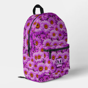 Elegante donkerroze magenta bloemenmadeliefjes bedrukte rugzak