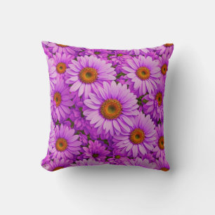 Elegante donkerroze magenta bloemenmadeliefjes kussen