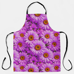Elegante donkerroze magenta bloemenmadeliefjes schort