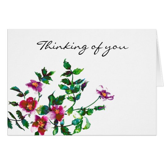 Elegante donkerroze moderne waterverf wilde bloeme (Voorkant Horizontaal)