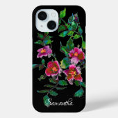 Elegante donkerroze moderne waterverf wilde bloeme Case-Mate iPhone case (Achterkant)