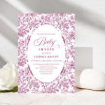 Elegante donkerroze roze gouden babyshower uitnodi