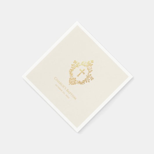 Elegante Doop Faux Gold Cross in Crest Ivory Servet (Hoek)