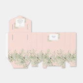 Elegante doop groen gebladerte blush roze bedankdoosjes (Uitgevouwen)