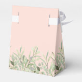 Elegante doop groen gebladerte blush roze bedankdoosjes (Achterkant)